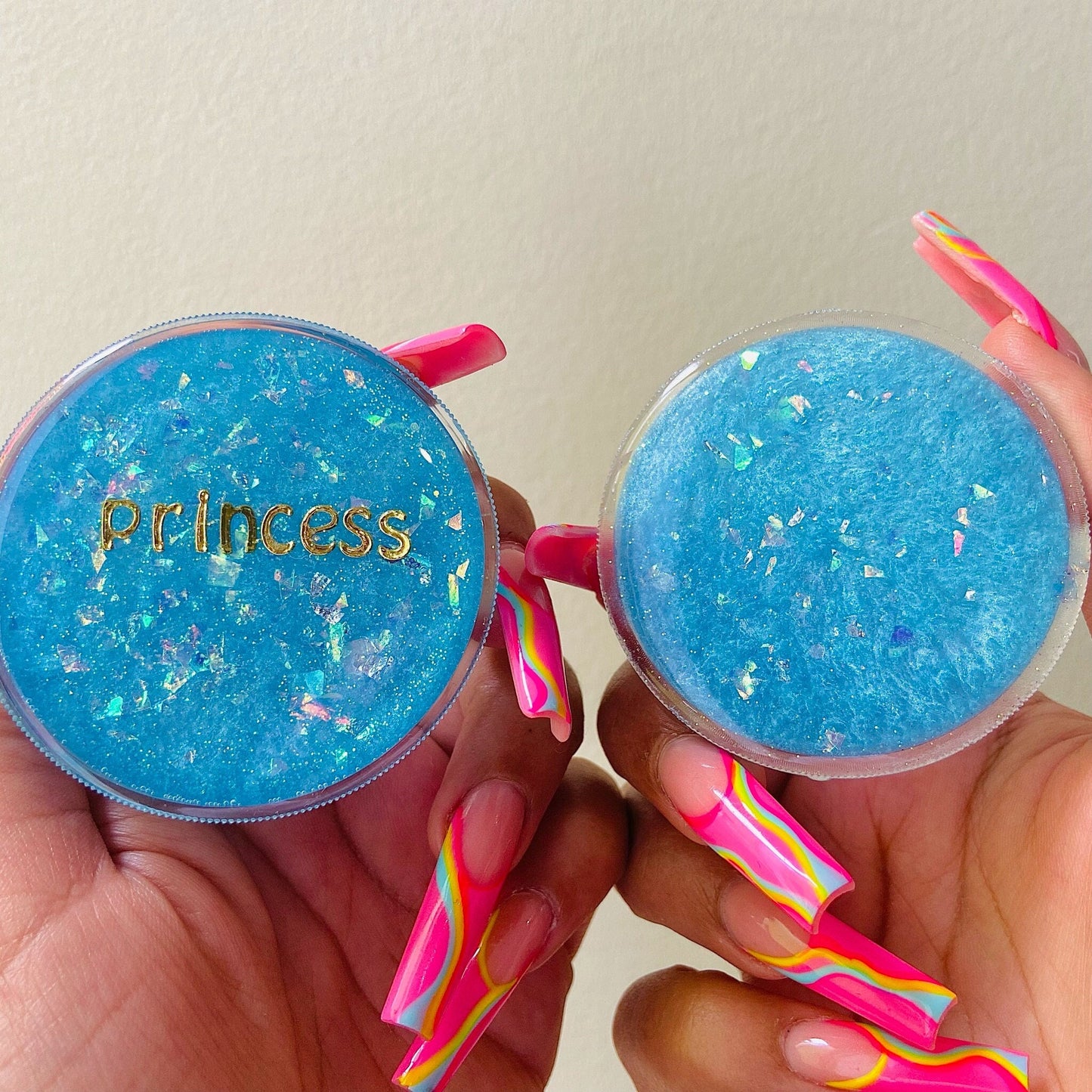 CUSTOM PERSONALISED GRINDER 'Princess' 'Baby Girl' 'Cutie' - Blue Glitter Holographic Grinder - Any Name Customisable - Perfect Stoner Gift
