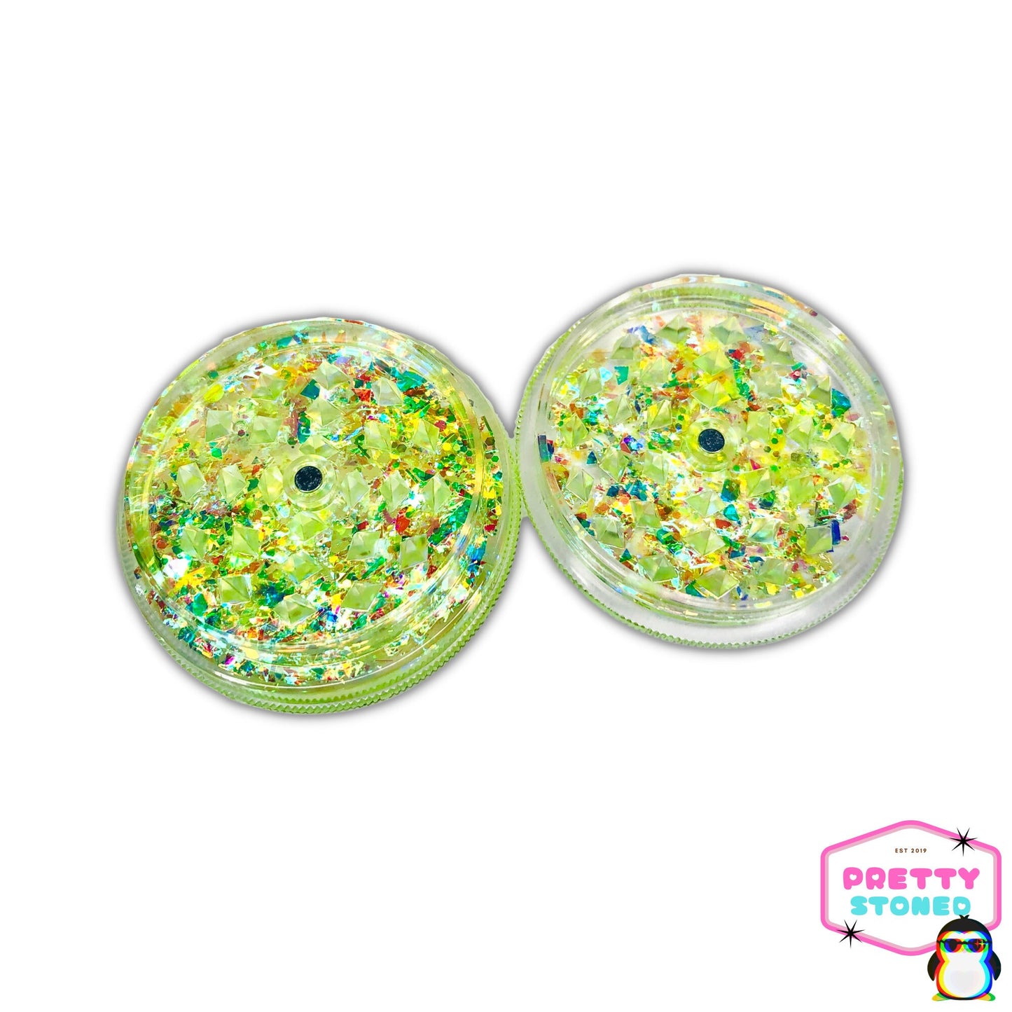 Sparkly Yellow Grinder - Holographic Glitter Grinder - Bright Yellow Herb Grinder - Cute Acrylic Grinder - Fun Gift for Her