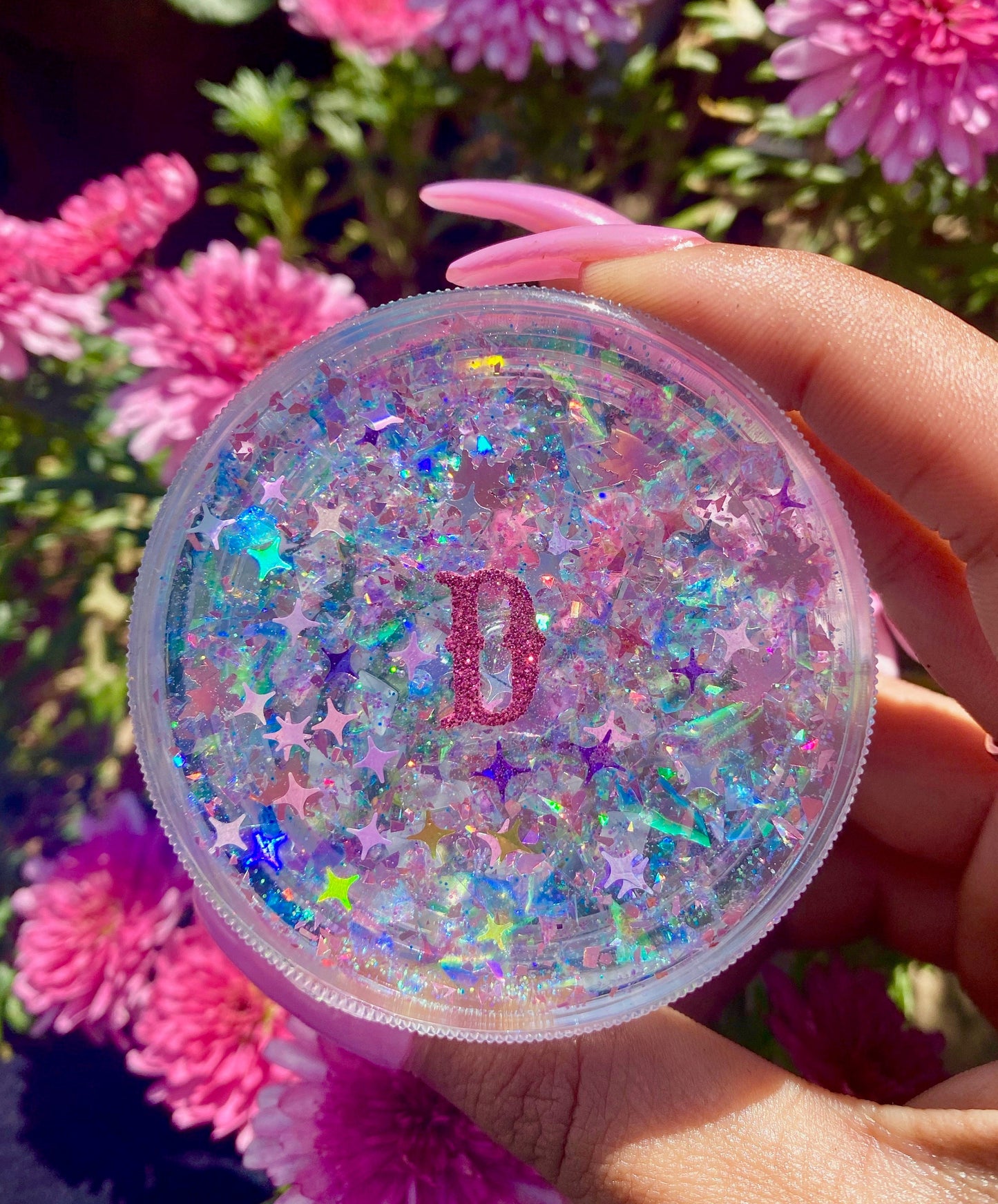 Custom Grinder Personalised Grinder Gift - Rainbow Holographic Custom Initial Grinder - Cute Grinder Gift for Her- Pretty Grinder Gift