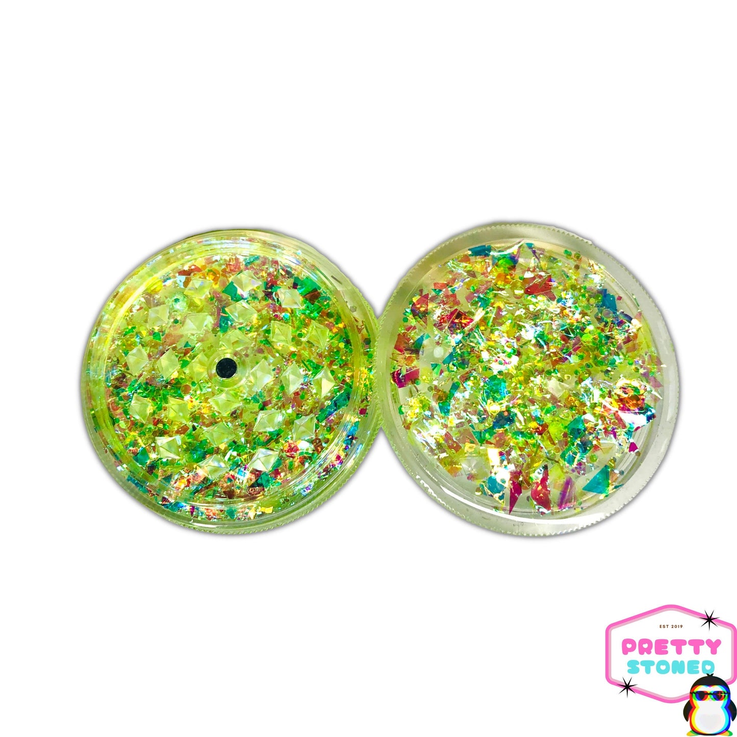 Sparkly Yellow Grinder - Holographic Glitter Grinder - Bright Yellow Herb Grinder - Cute Acrylic Grinder - Fun Gift for Her