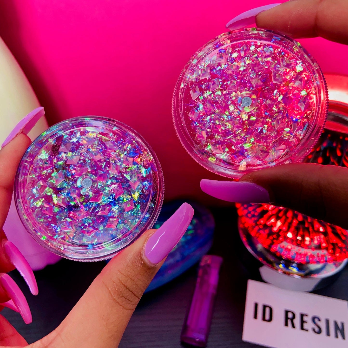 Pink Glitter Grinder - Cute Grinder - Grinder Gift - Pink Sparkly Gift - Pink Grinder - Pink Holographic Grinder