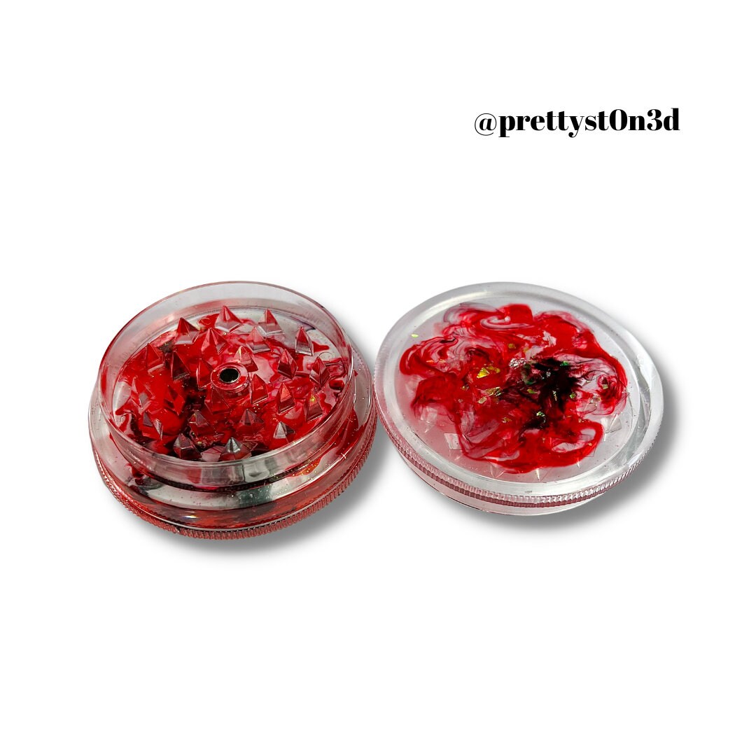 GRINDER Red Black Swirly Trippy Ink Art Smoking Accessories