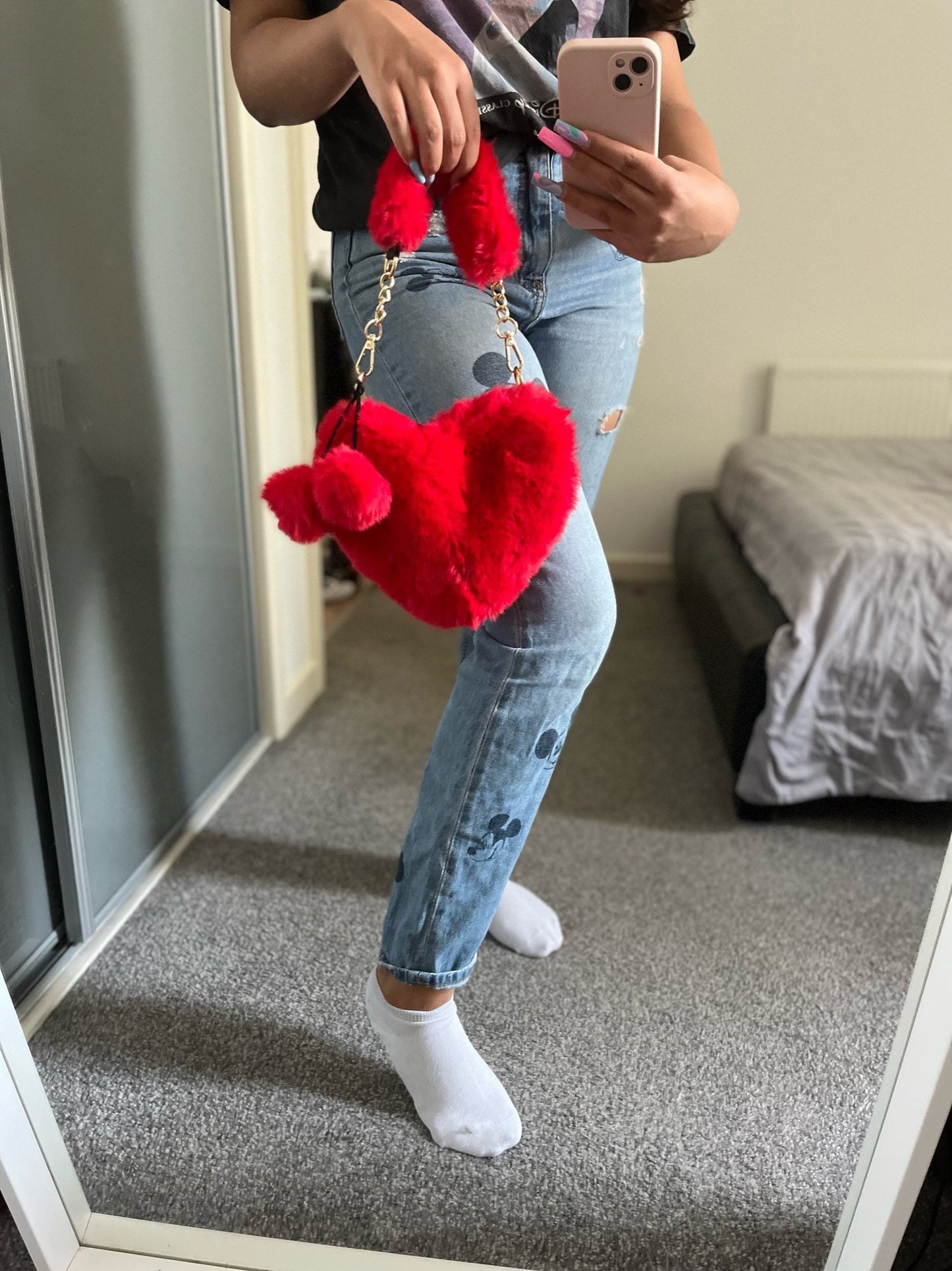 Cute Fluffy Y2K Heart Purse