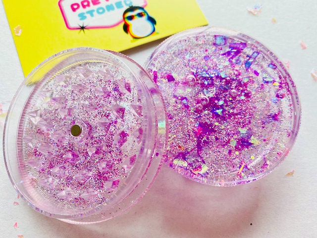 Grinder Sparkly Holographic- Purple Confetti Grinder - Christmas Gift for Her Cute Stocking Stuffer
