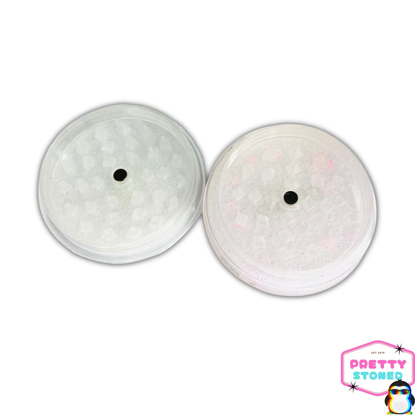 White 'Cutie' Grinder Shimmery Pink Hearts with Glitter Girly Gift Tobacco Accessories