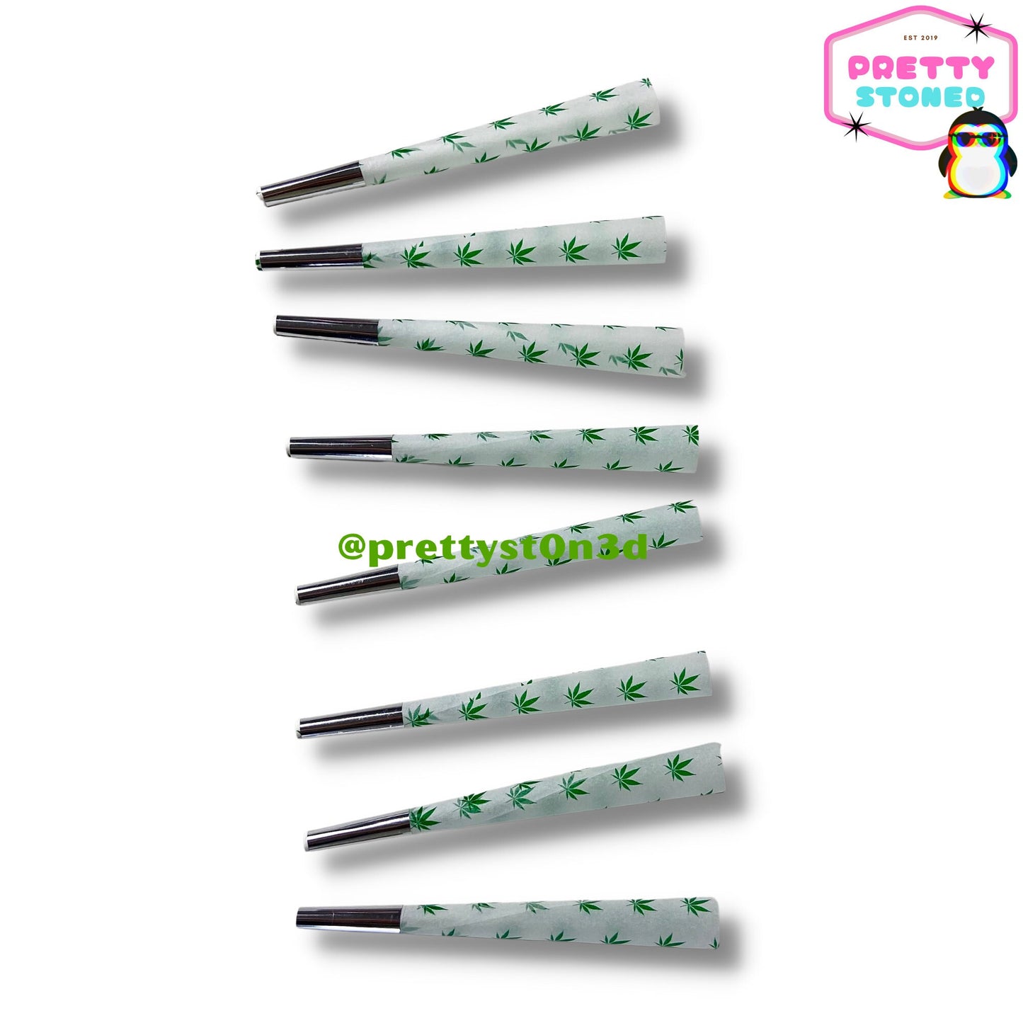 PRE ROLLED CONES Green Leaf - 8 Pack - King Size Natural Hemp Paper