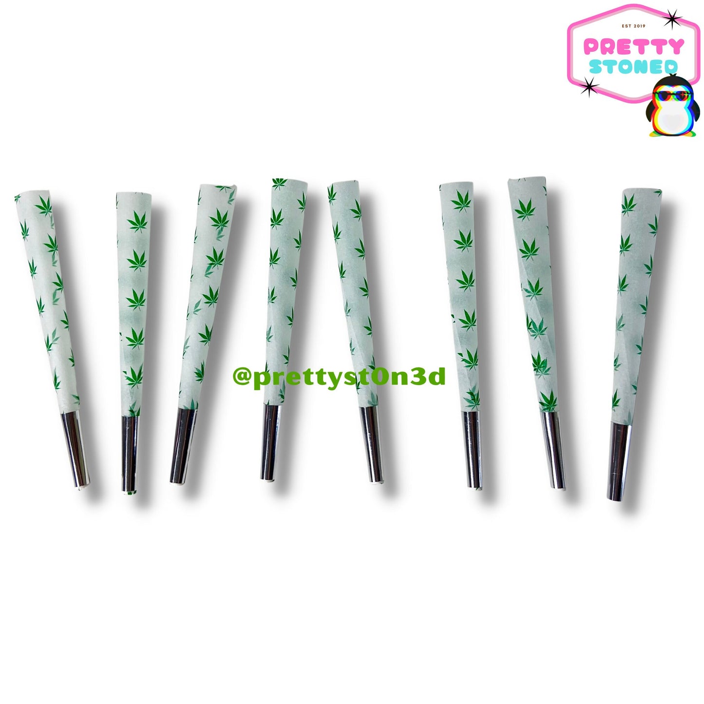 PRE ROLLED CONES Green Leaf - 8 Pack - King Size Natural Hemp Paper