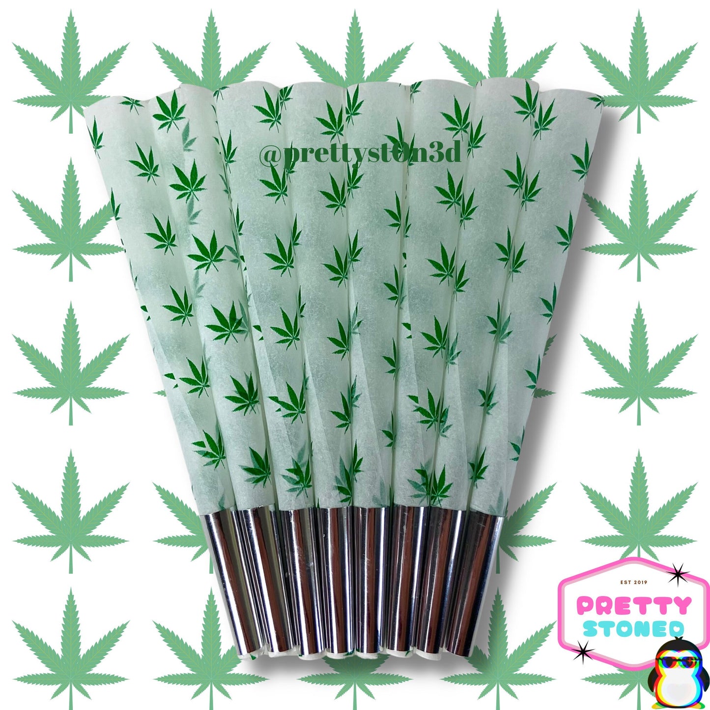 PRE ROLLED CONES Green Leaf - 8 Pack - King Size Natural Hemp Paper