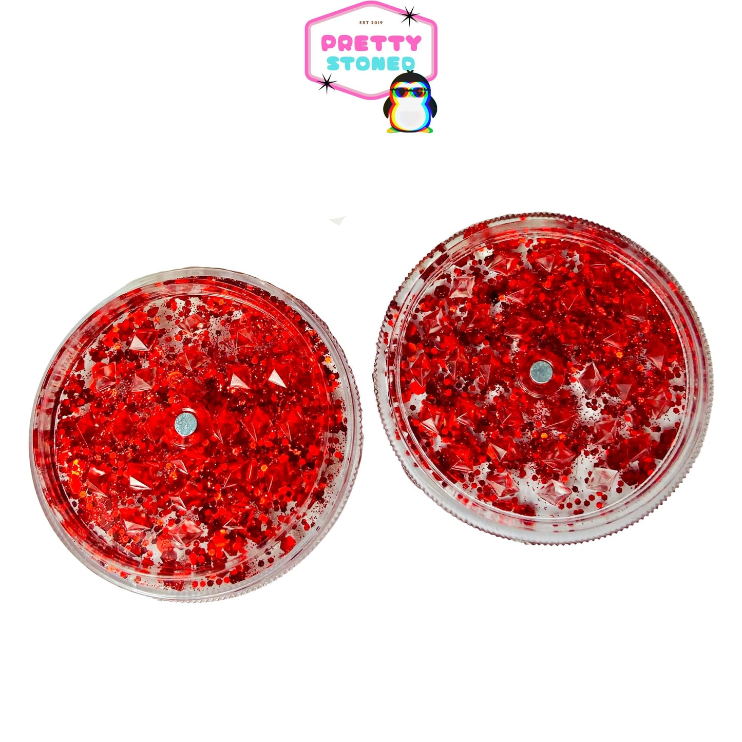 Red Glitter Grinder Magnetic Tobacco Grinder Smoking Accessorry