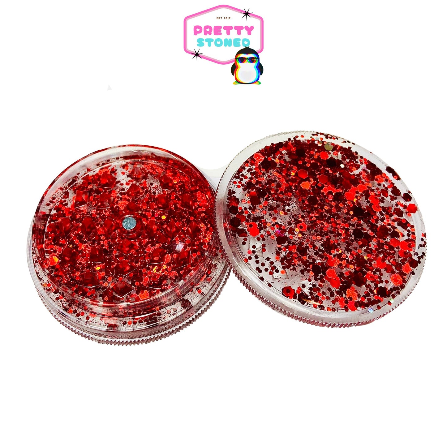 Red Glitter Grinder Magnetic Tobacco Grinder Smoking Accessorry