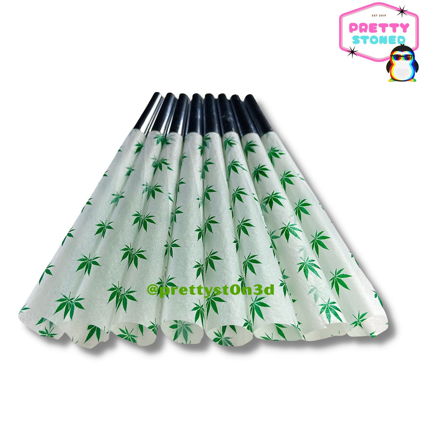 PRE ROLLED CONES Green Leaf - 8 Pack - King Size Natural Hemp Paper