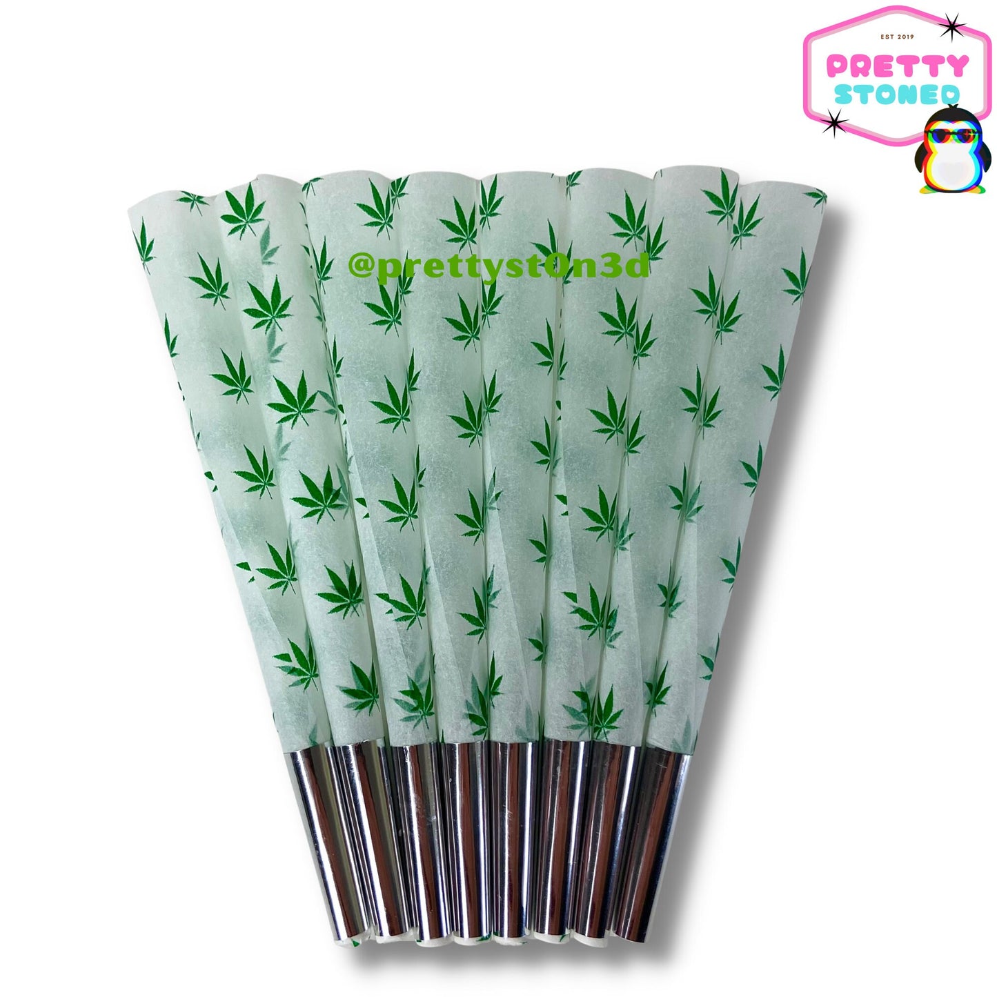 PRE ROLLED CONES Green Leaf - 8 Pack - King Size Natural Hemp Paper
