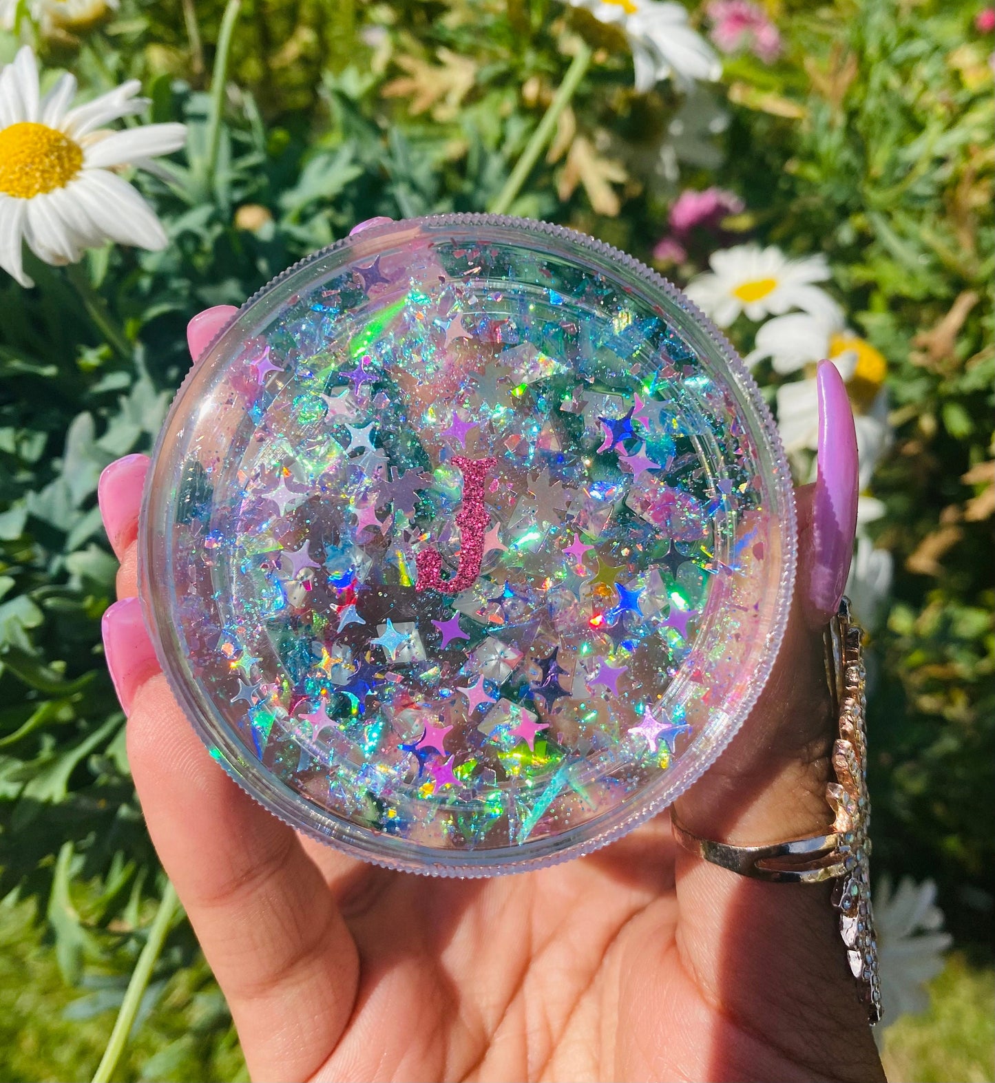 Custom Grinder Personalised Grinder Gift - Rainbow Holographic Custom Initial Grinder - Cute Grinder Gift for Her- Pretty Grinder Gift