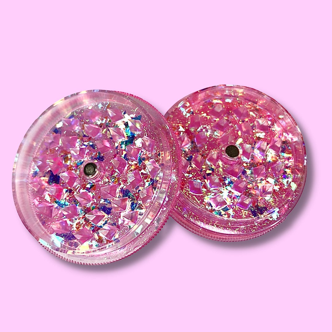 Pink Glitter Grinder - Cute Grinder - Grinder Gift - Pink Sparkly Gift - Pink Grinder - Pink Holographic Grinder