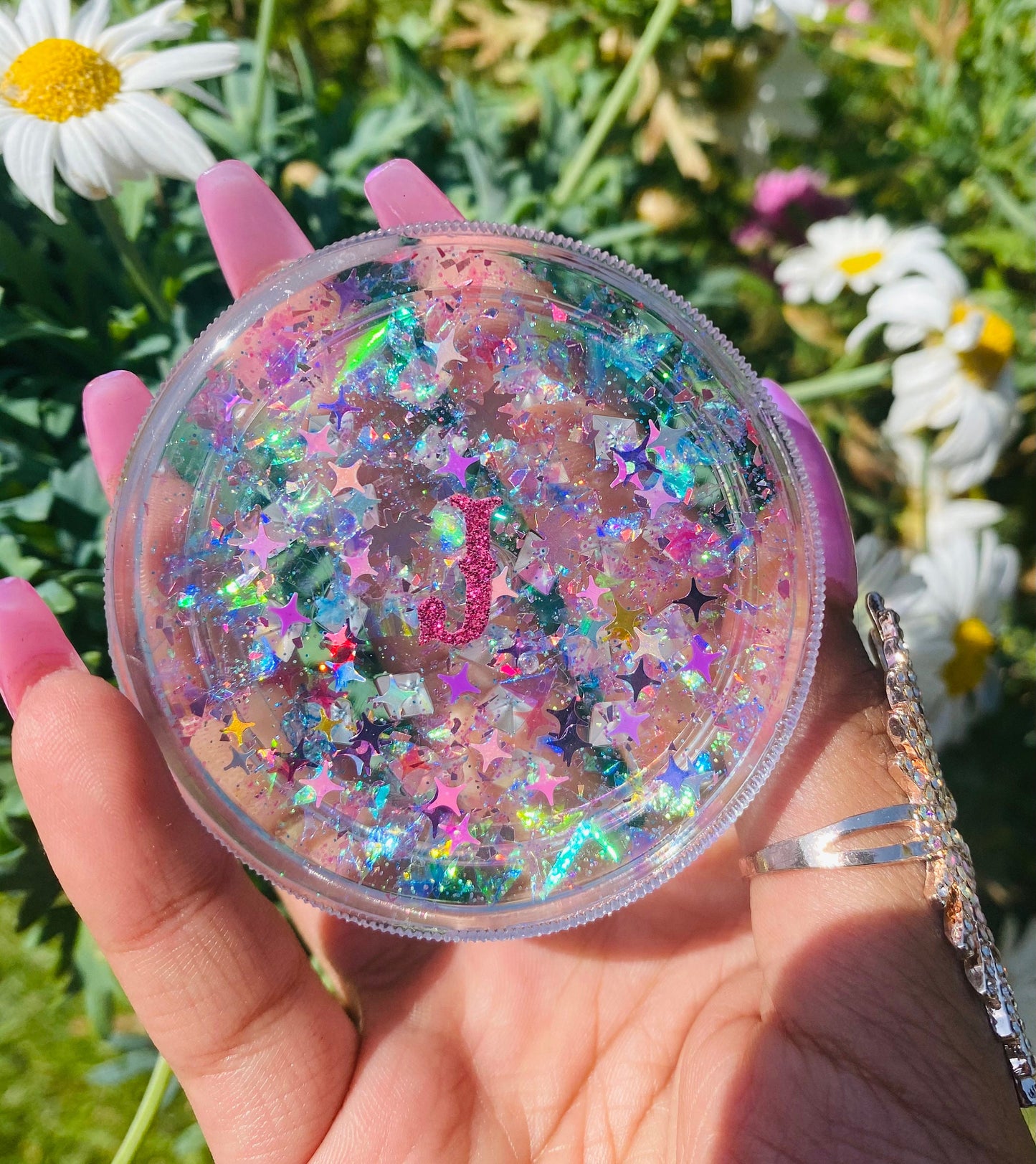 Custom Grinder Personalised Grinder Gift - Rainbow Holographic Custom Initial Grinder - Cute Grinder Gift for Her- Pretty Grinder Gift
