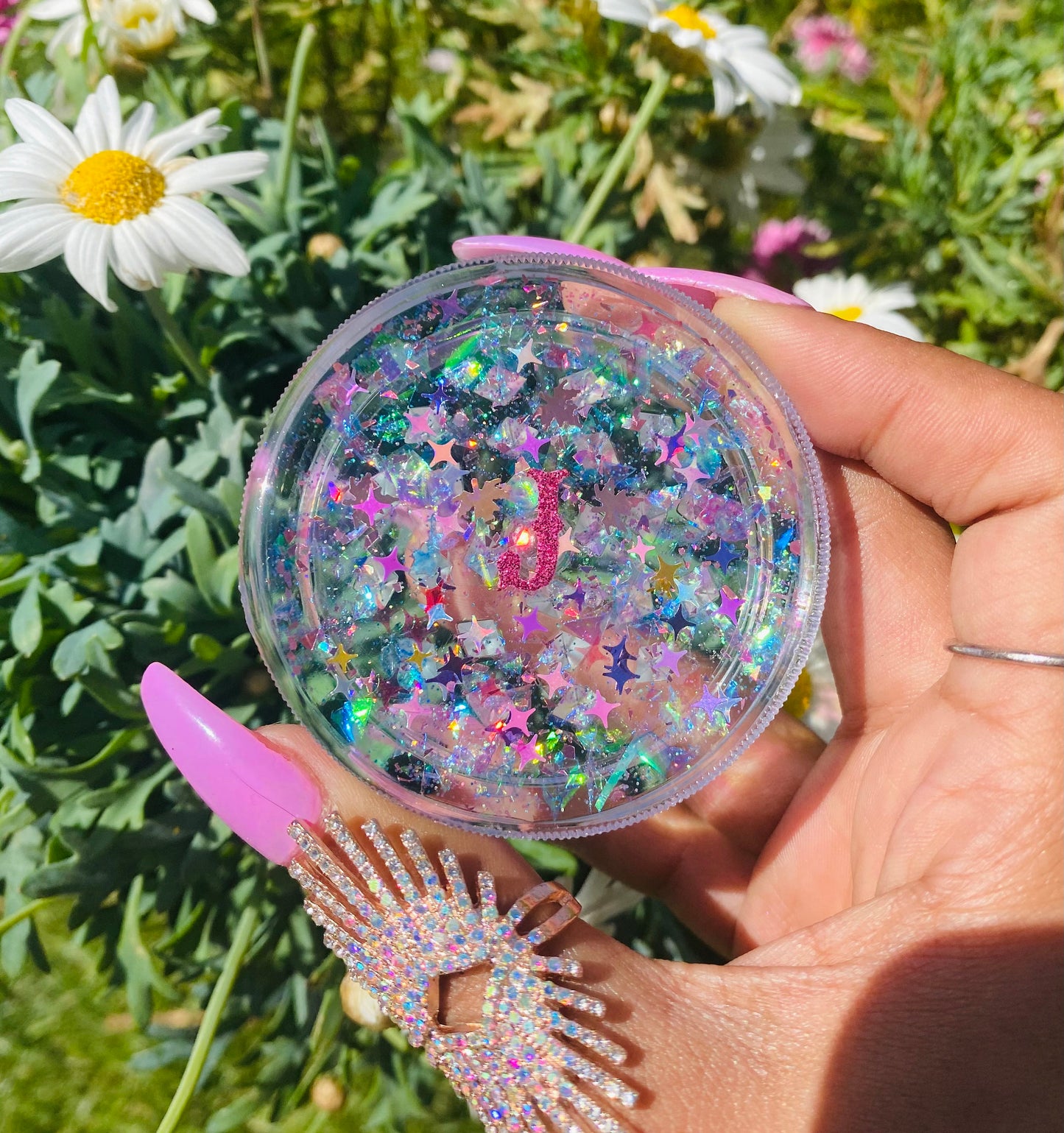 Custom Grinder Personalised Grinder Gift - Rainbow Holographic Custom Initial Grinder - Cute Grinder Gift for Her- Pretty Grinder Gift