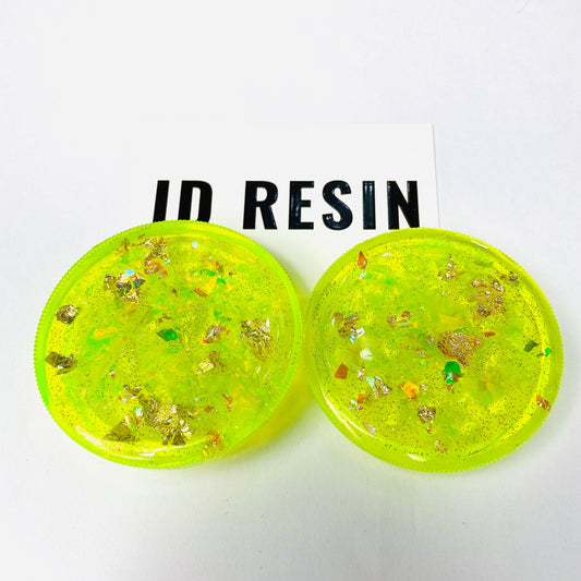 Neon Yellow Glitter Grinder with Gold Flakes