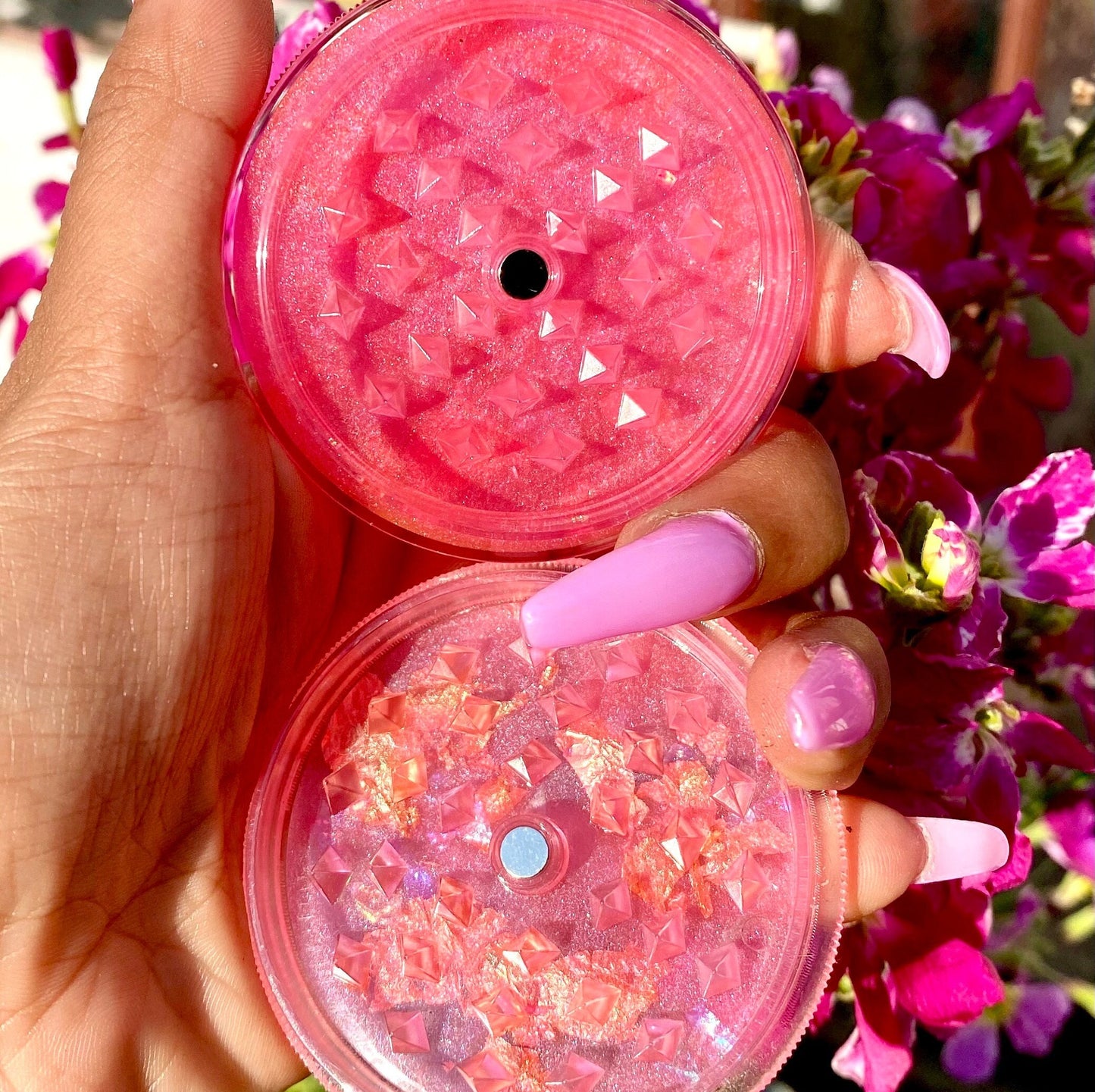 CUSTOM PERSONALISED GRINDER - Pink Glitter Grinder - Cute Grinder - Glitter Grinder - Stoner Gift - Holographic