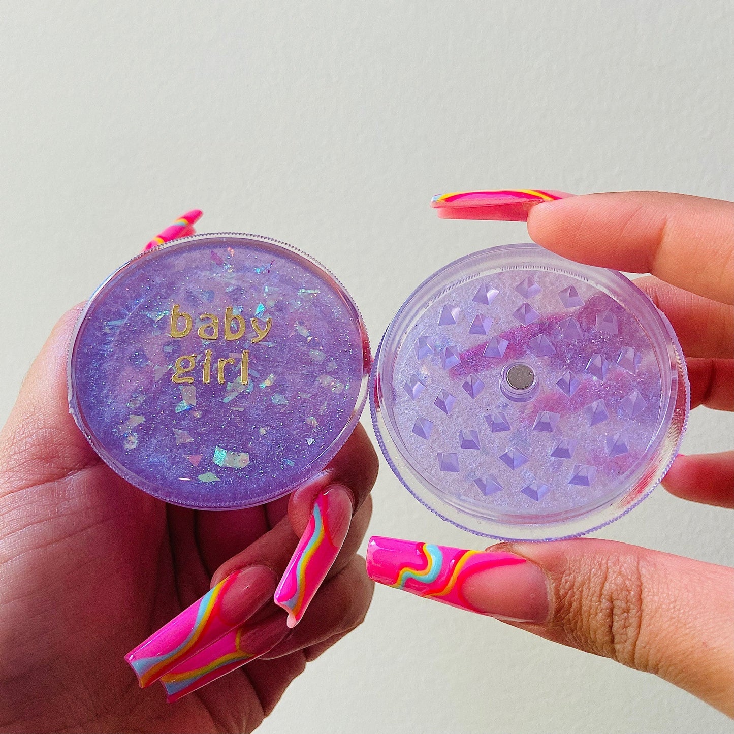 CUSTOM PERSONALISED GRINDER - Pink Glitter Grinder - Cute Grinder - Glitter Grinder - Stoner Gift - Holographic