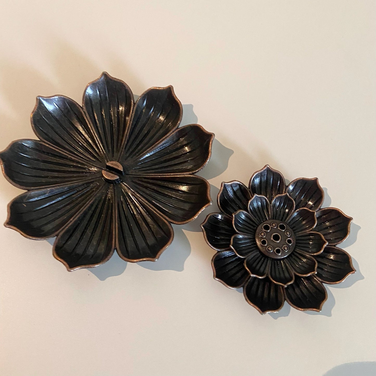 Lotus Incense Holder Metal Burner 2 Piece Set Home Decor Elegant Gift