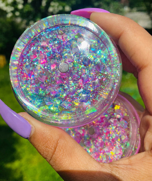 Sparkly Pink Blue Girly Glitter Grinder Smoking Accessories Cute