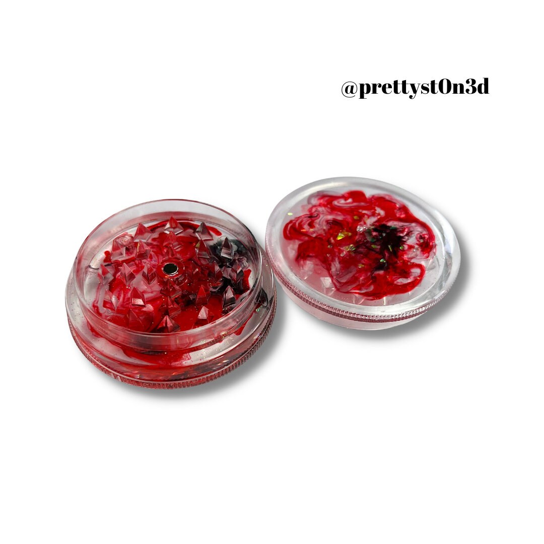 GRINDER Red Black Swirly Trippy Ink Art Smoking Accessories