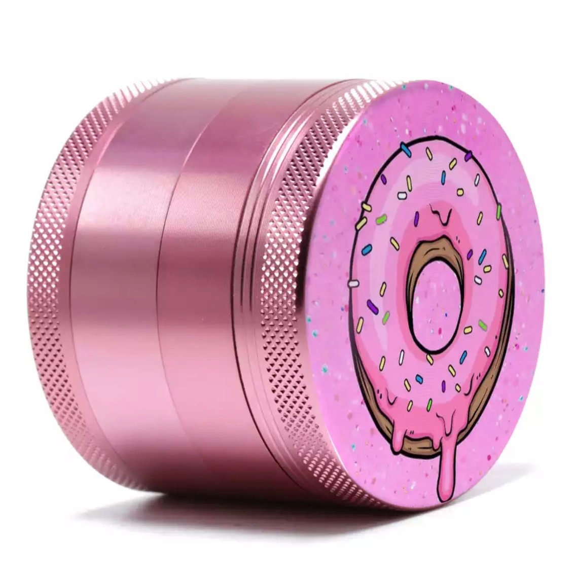Pink Grinder Metal Magnetic Closure Four Piece Tobacco Grinder with Catcher and Scraper