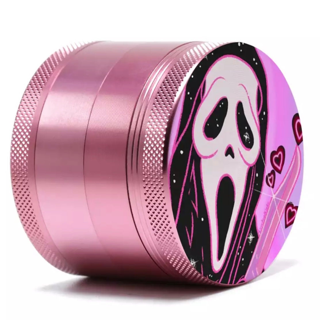 Pink Grinder Metal Magnetic Closure Four Piece Tobacco Grinder with Catcher and Scraper