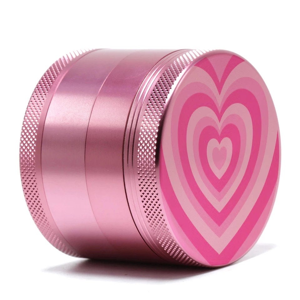 Pink Grinder Metal Magnetic Closure Four Piece Tobacco Grinder with Catcher and Scraper