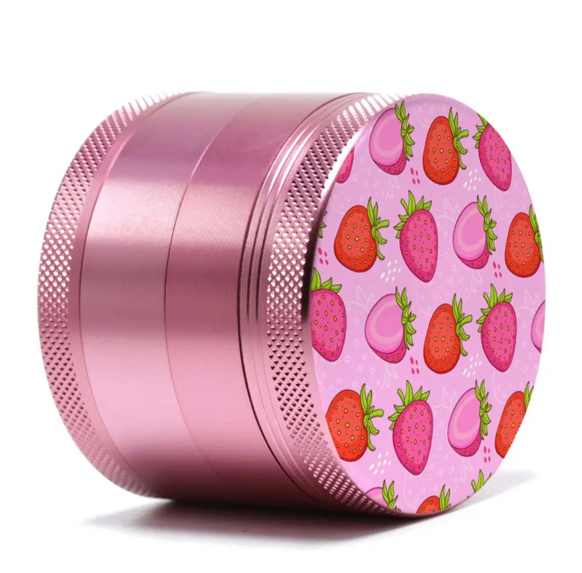 Pink Grinder Metal Magnetic Closure Four Piece Tobacco Grinder with Catcher and Scraper